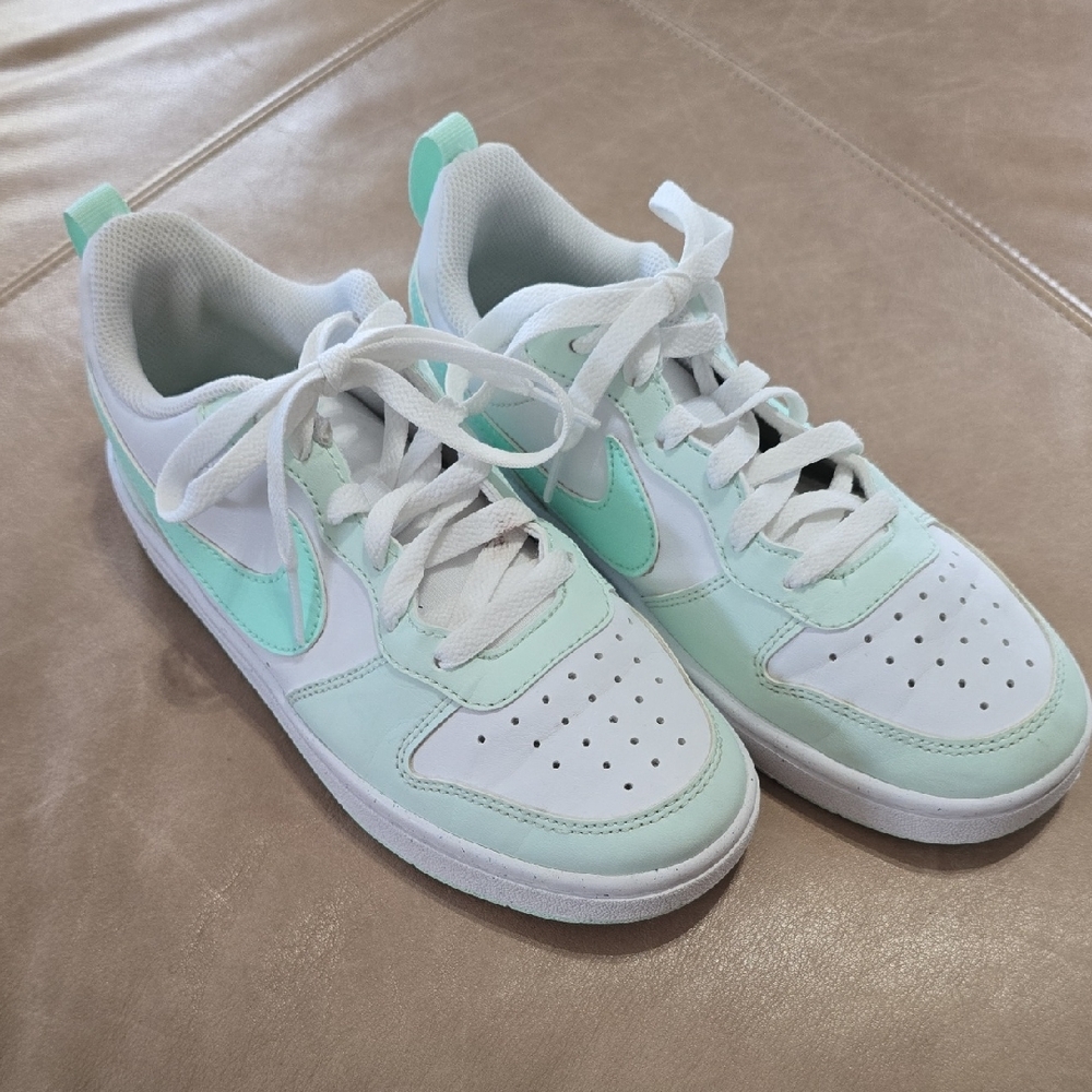 Girl Nike Mint and White Athletic Shoes